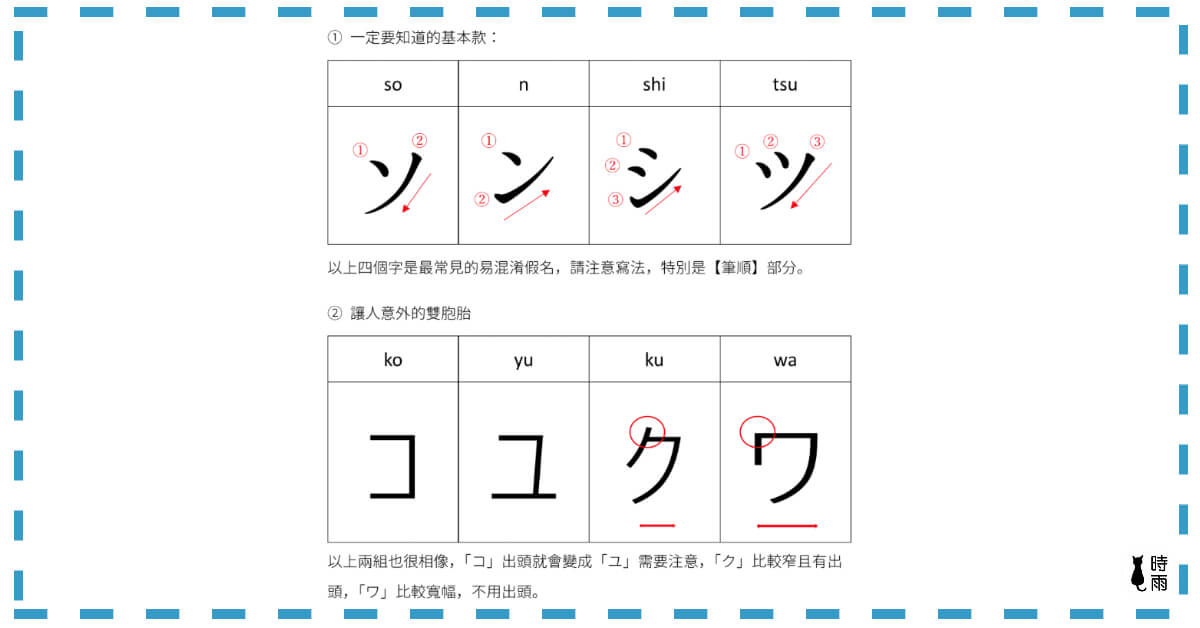 五十音常見假名的書寫問題